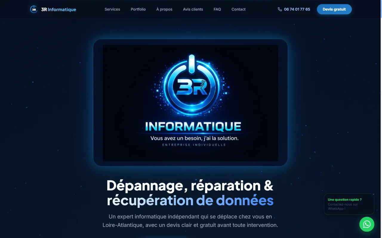 Site web de 3R Informatique, dépannage informatique